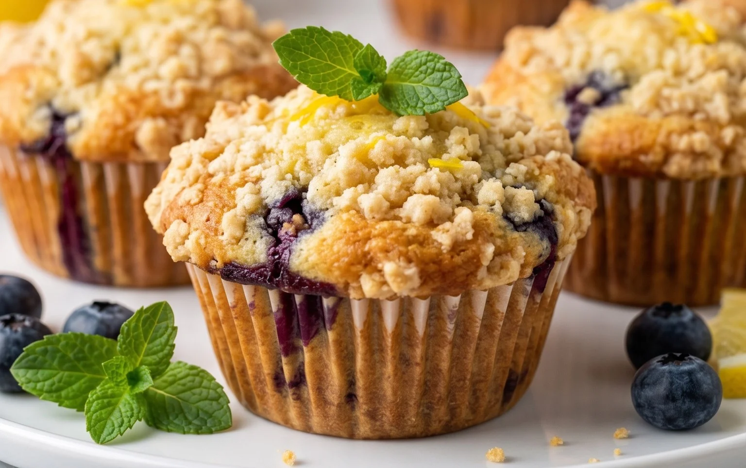 Lemon Blueberry Streusel Muffins