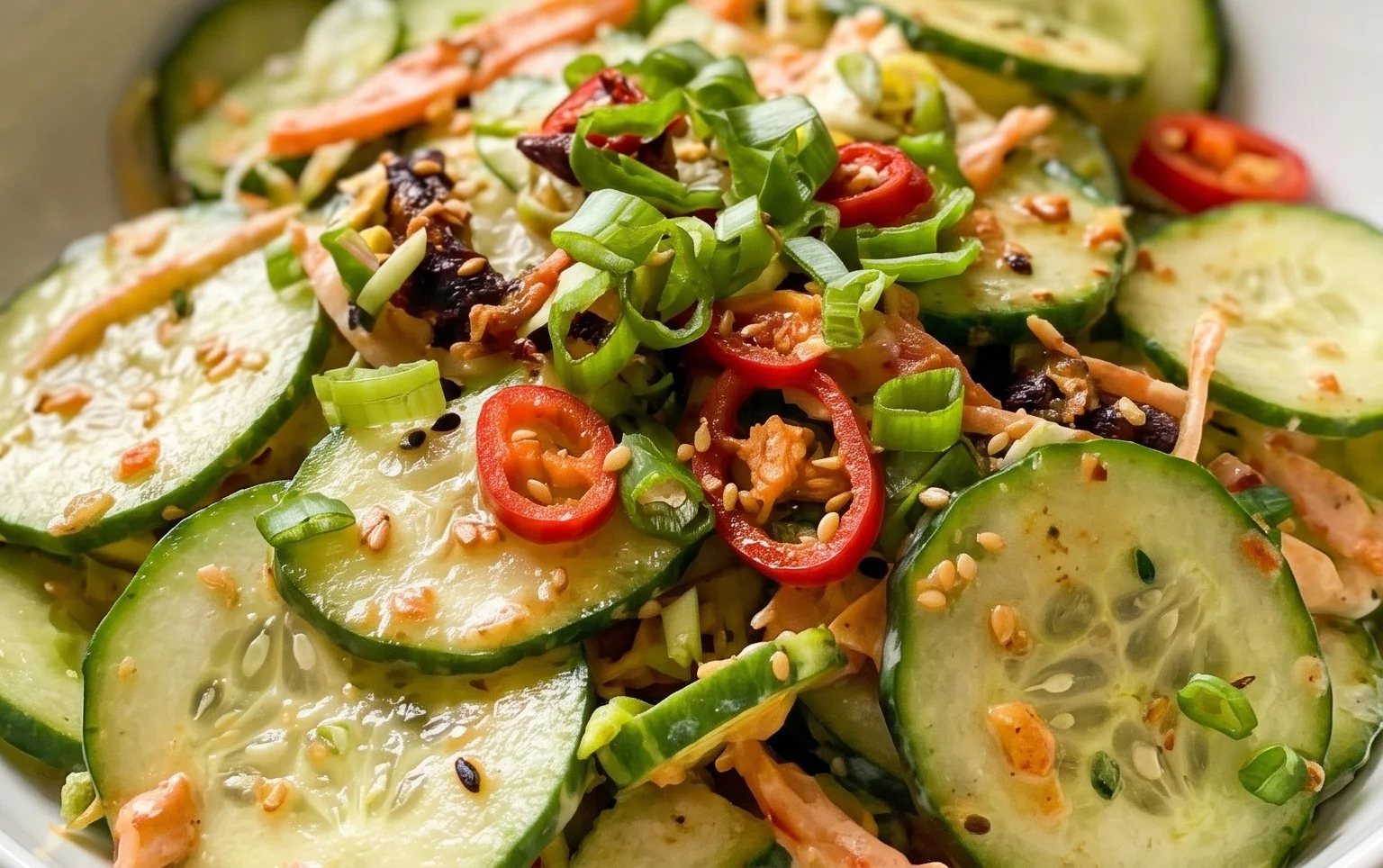 Creamy Asian Cucumber Salad Bowl