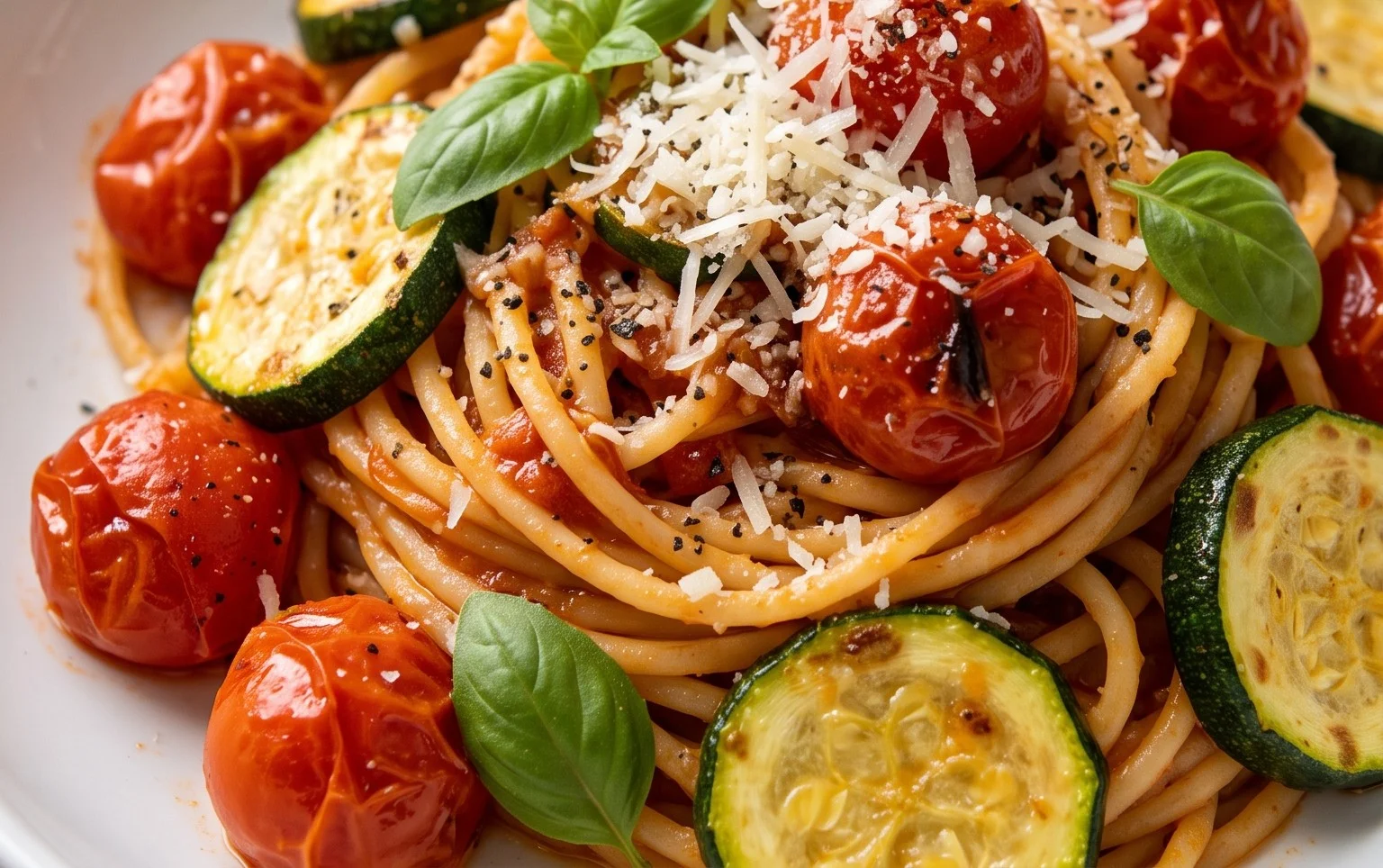 Healthy Tomato Zucchini Pasta