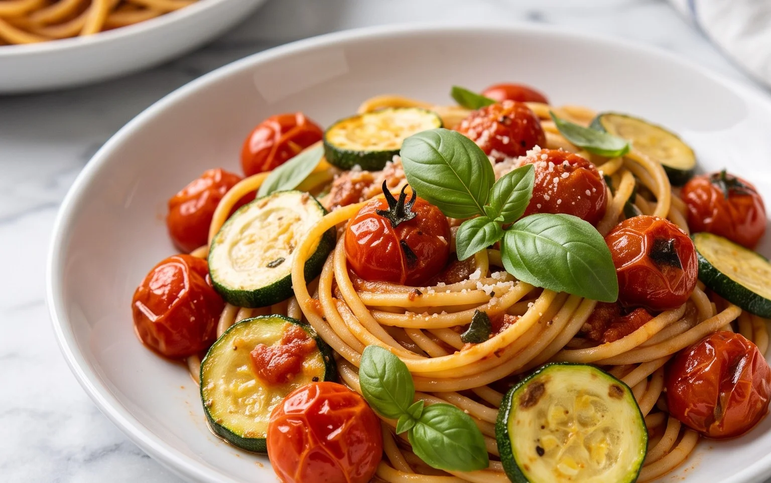 Healthy Tomato Zucchini Pasta