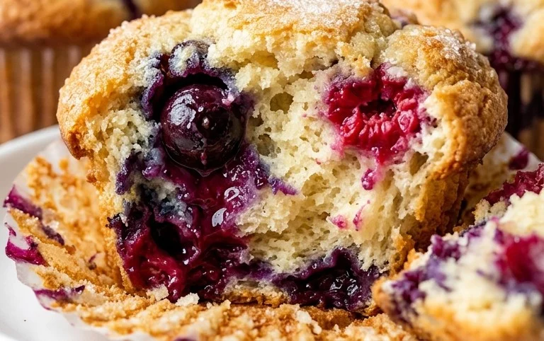 Bakery Style Mixed Berry Muffins | with Frozen Berries
