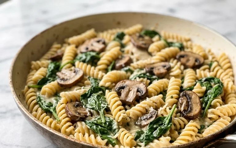 Parmesan Spinach Mushroom Pasta Skillet