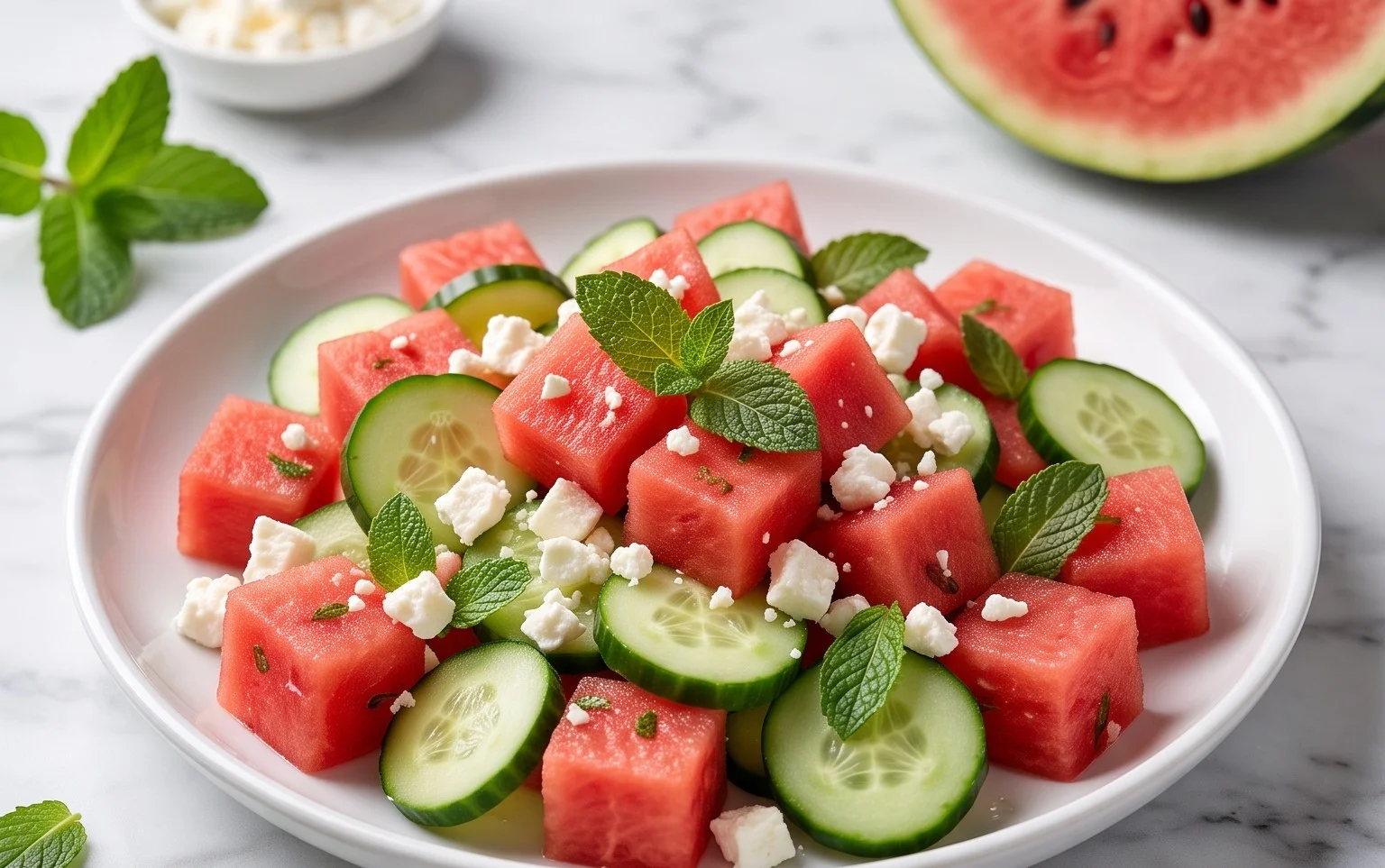Watermelon Salad with Cucumber and Feta