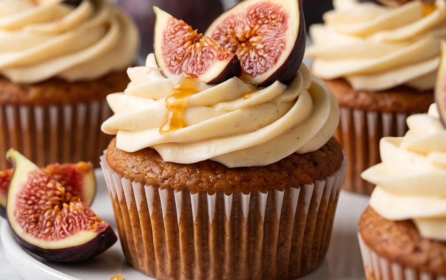 Fig Cupcakes with Honey Cream Cheese Frosting