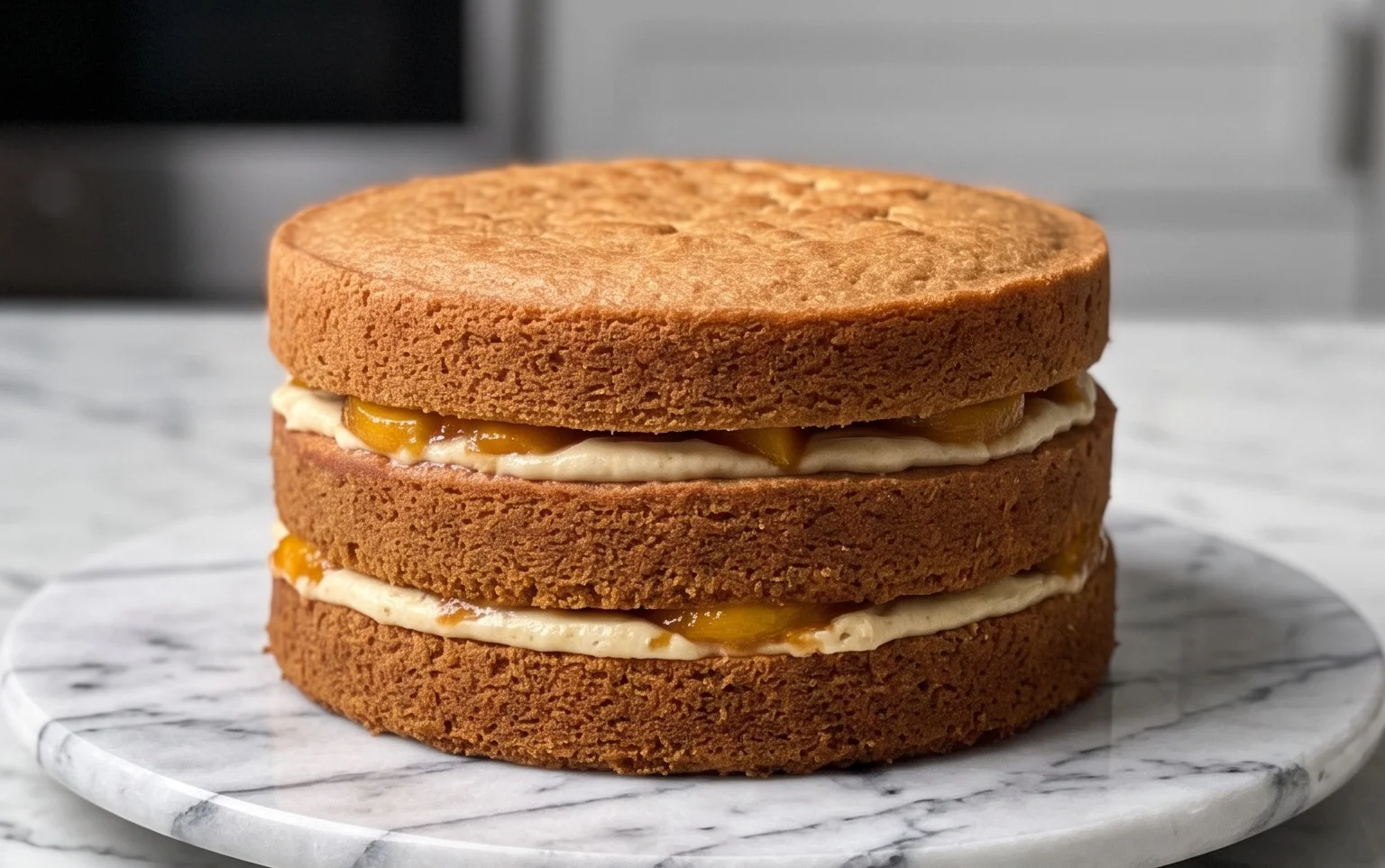 Brown Sugar Layer Cake with Peach Filling