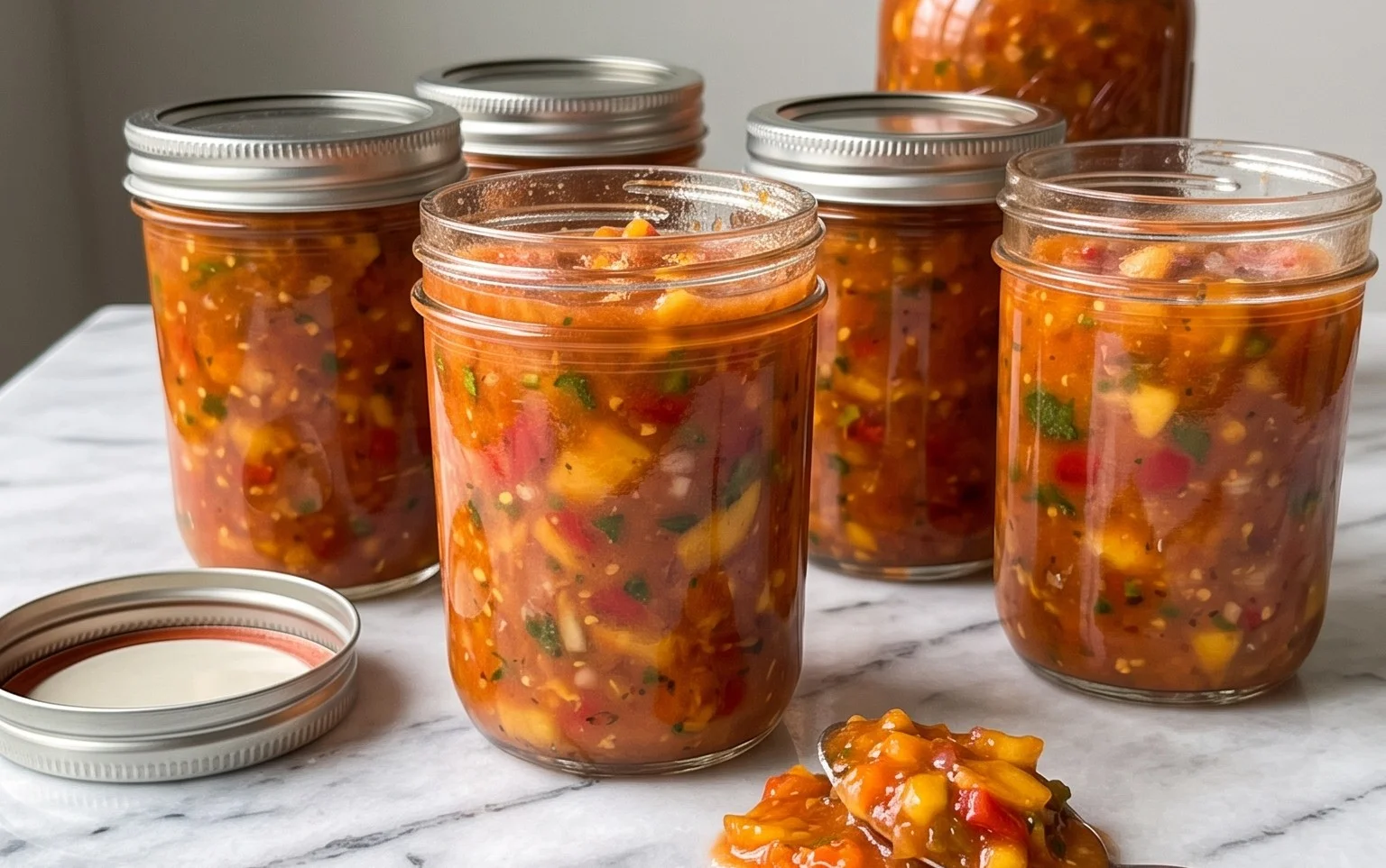 Sweet & Spicy Peach Salsa Canning Recipe